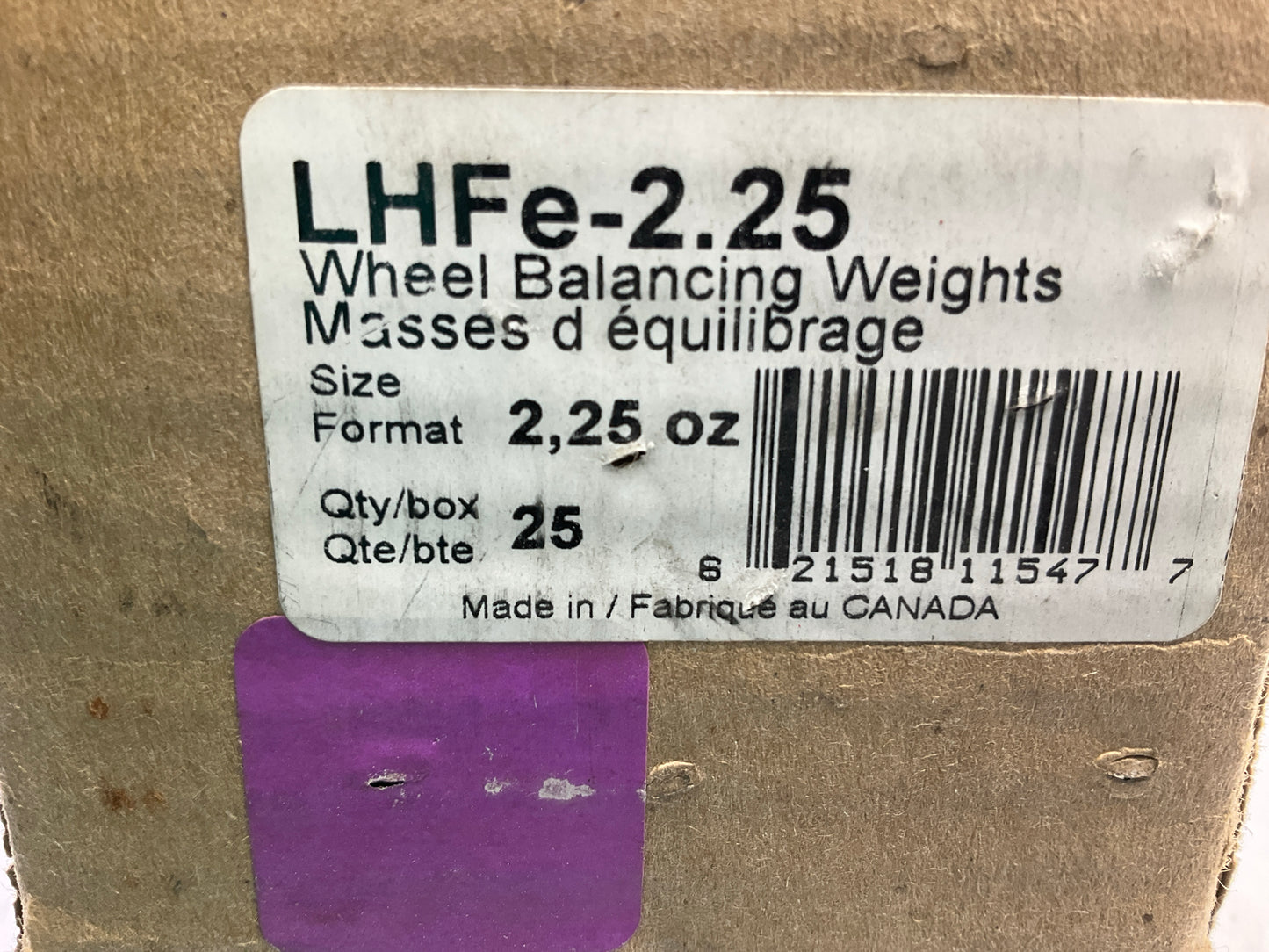 Plombco LHFE-2-25 Wheel Balance Weights 2.25 Oz Each - Box Of 25