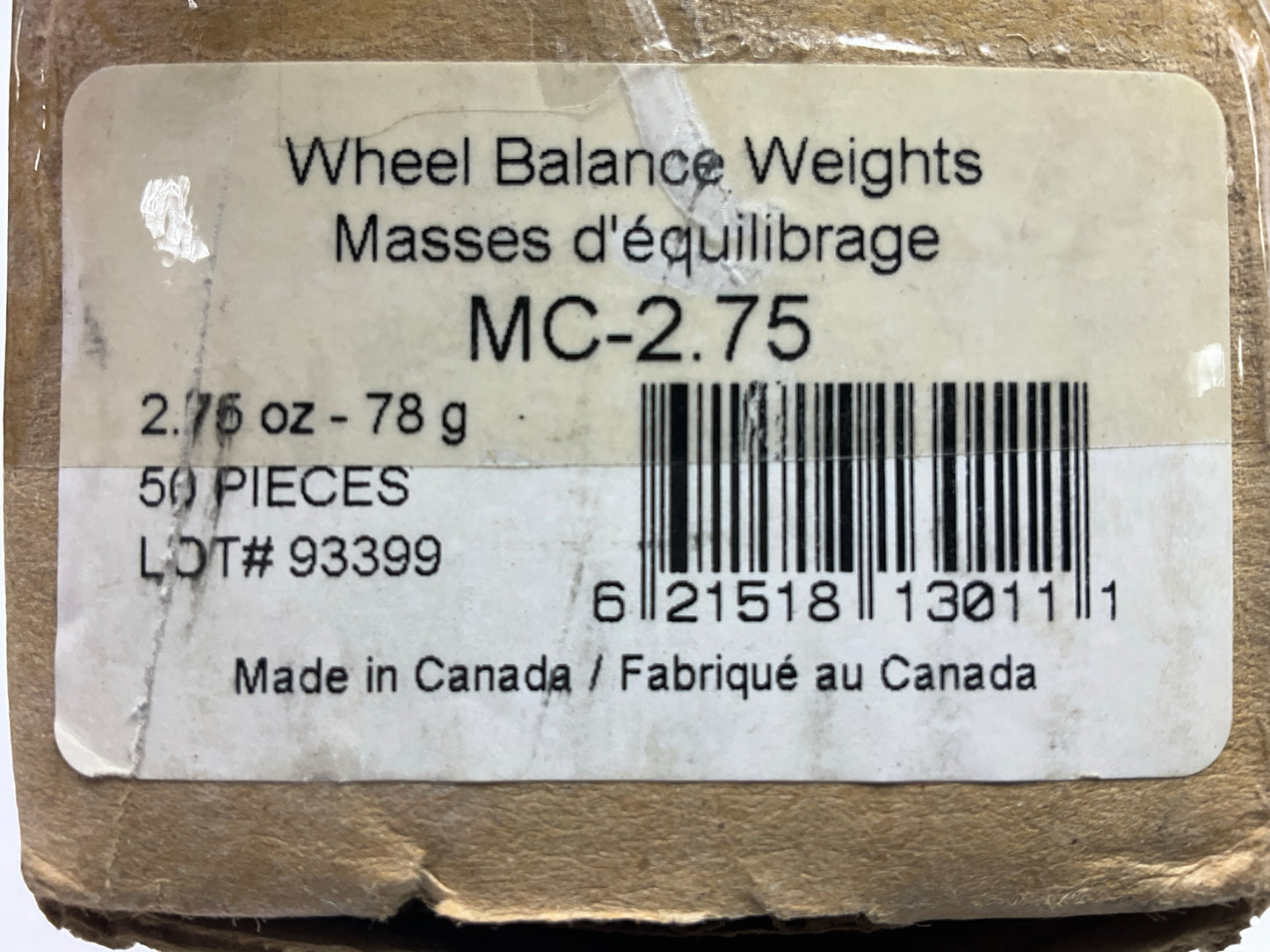 Plombco MC-2-75 Wheel Balancing Weights, 2.75 Oz Each - Pack Of 50