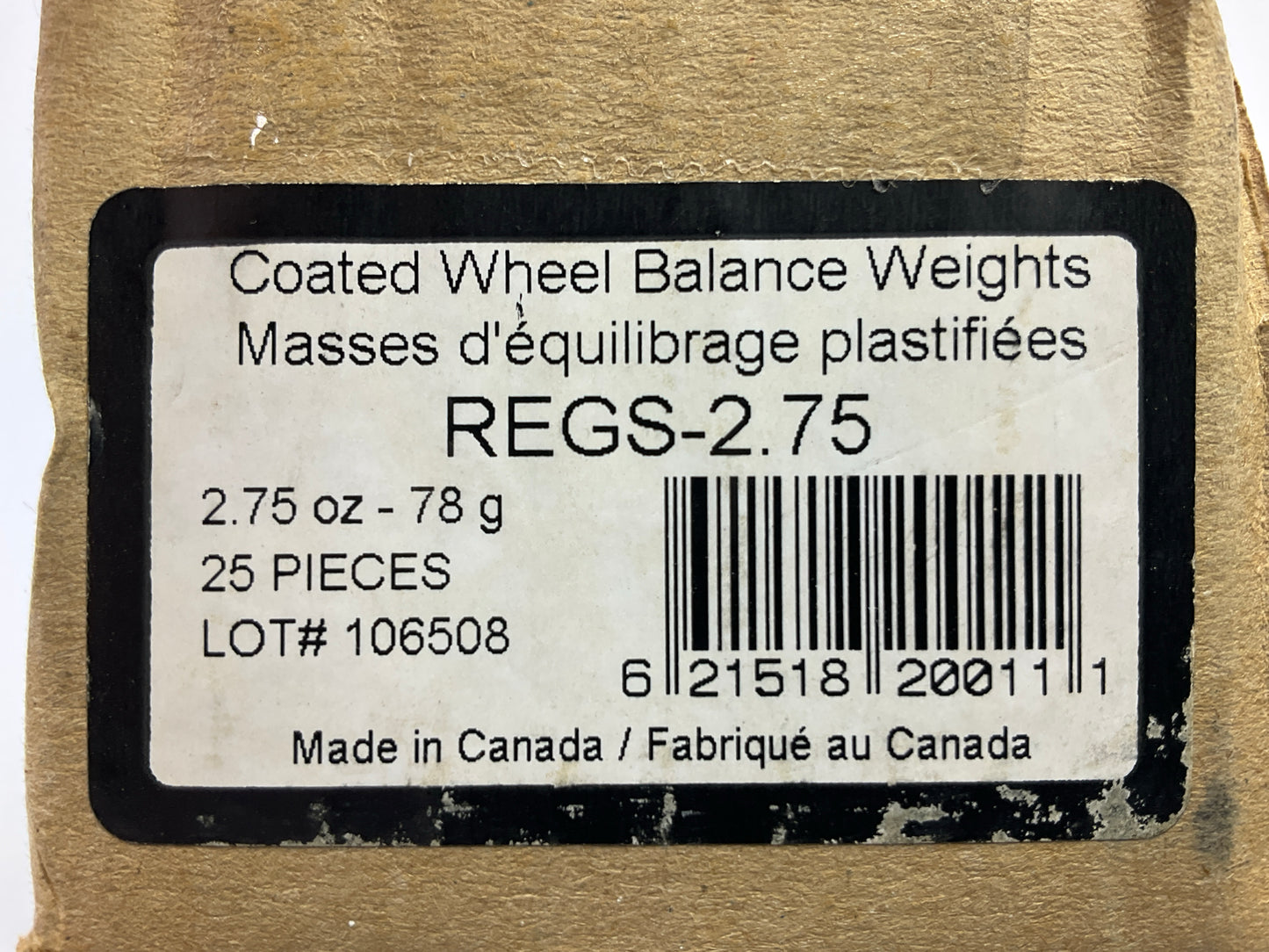 Plombco REGS-2-75 Wheel Weights 2.75 Oz Each - Box Of 25