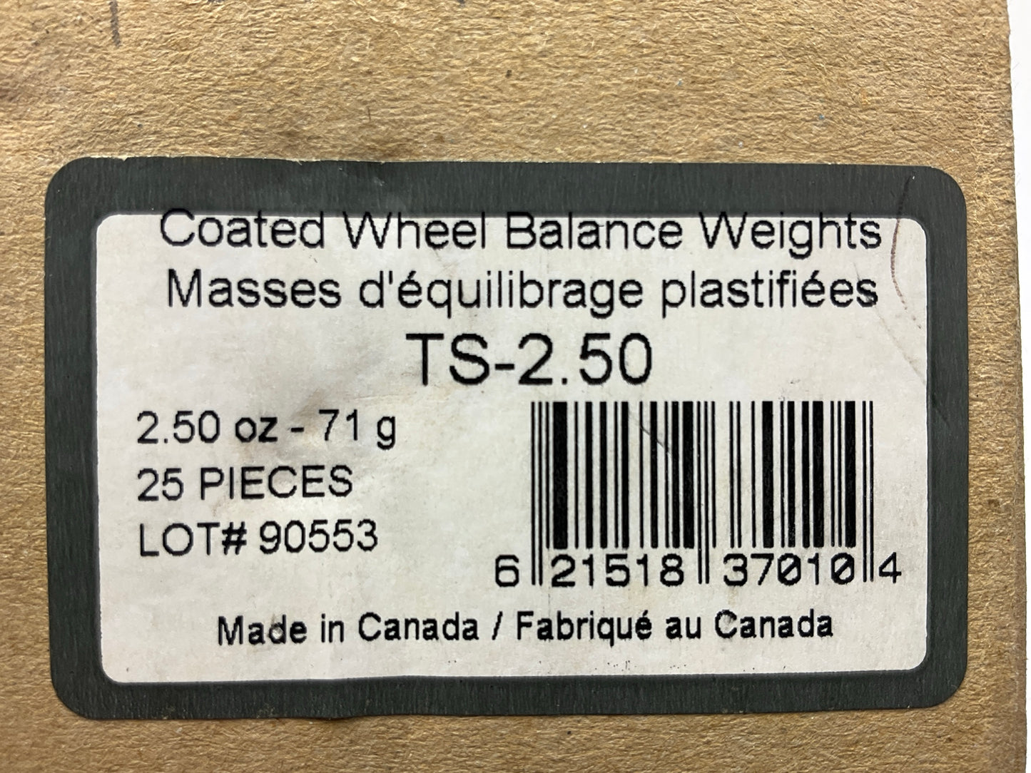 Plombco TS-2-50 Wheel Weights - 2.50 Oz (71 Gr) - Box Of 25