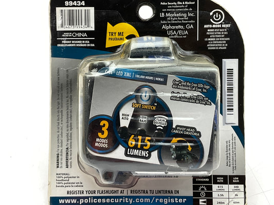 Police Security 99434 Elite Headlamp Head Mounted Flashlight - 615 Lumen, 4 AA