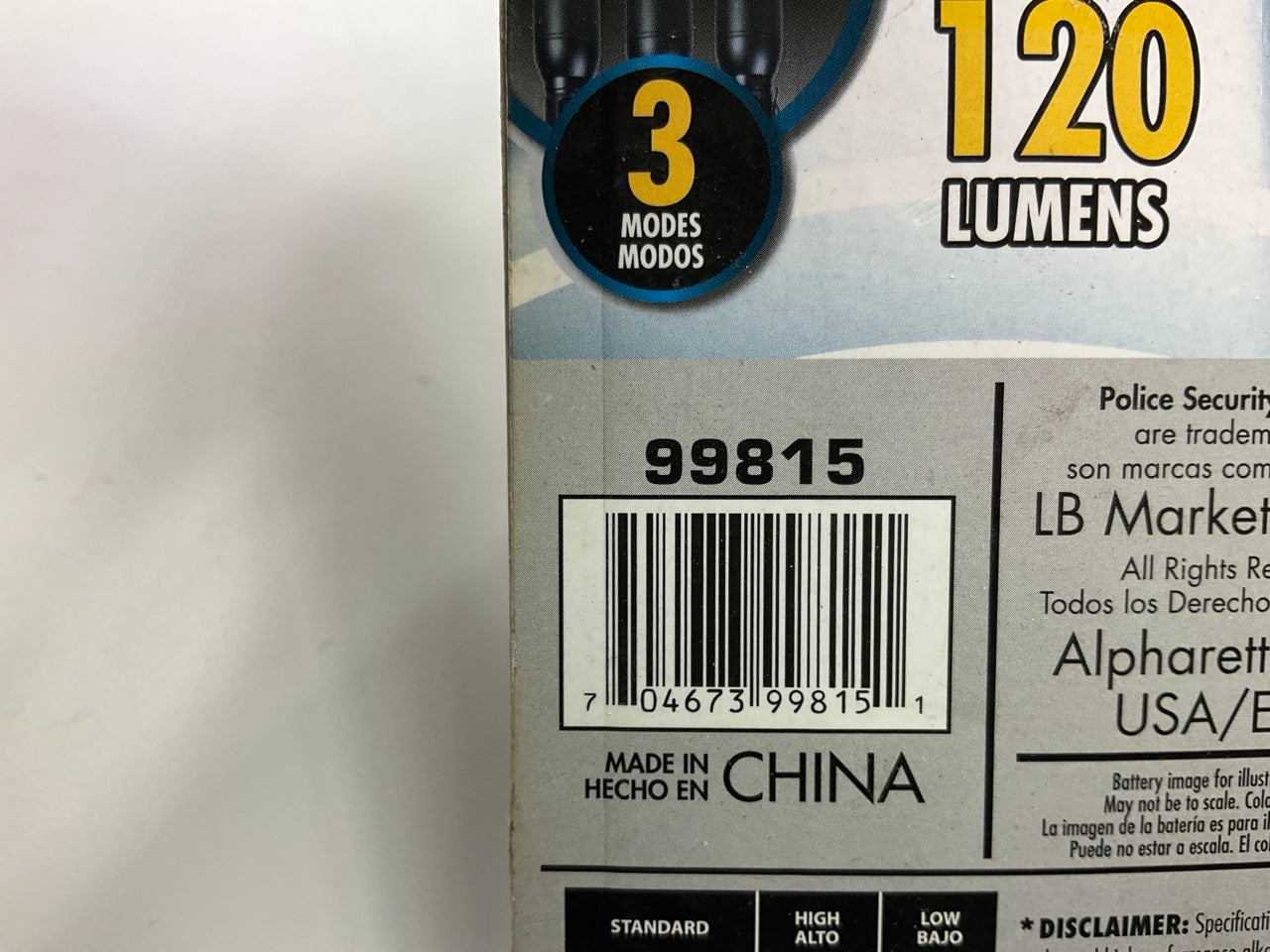 (2) Police Security 99815 Shield Series Flashlight, 120 Lumen LED, Black
