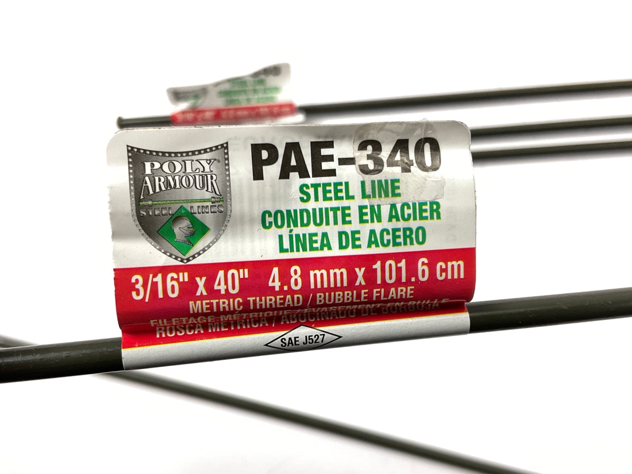 (5) Poly Armour PAE-340 PVF Coated Steel Brake Line, 40'' Long, 3/16'' Diameter