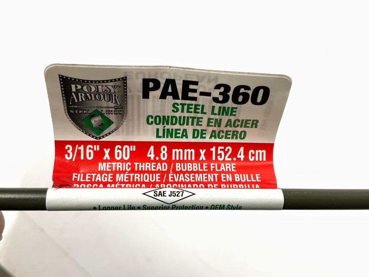(5) Poly Armour PAE-360 PVF Coated Steel Brake Line: 60'' Long, 3/16'' Diameter