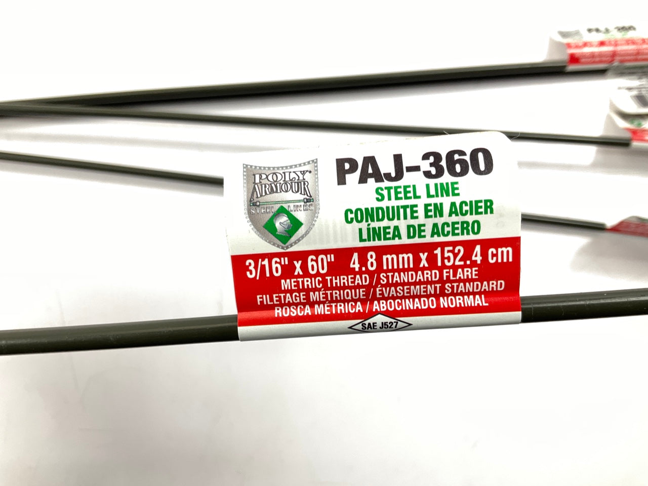 (5) Poly Armour PAJ-360 PVF Coated Steel Brake Line, 60'' Long, 3/16'' Diameter