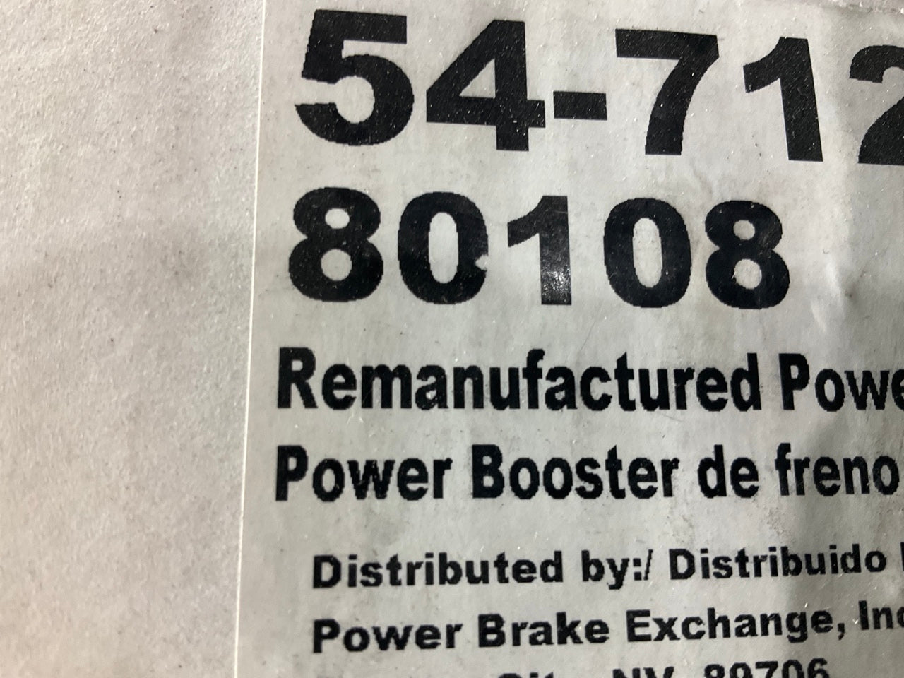 REMAN. Power Brake Exchange 80108 Brake Booster