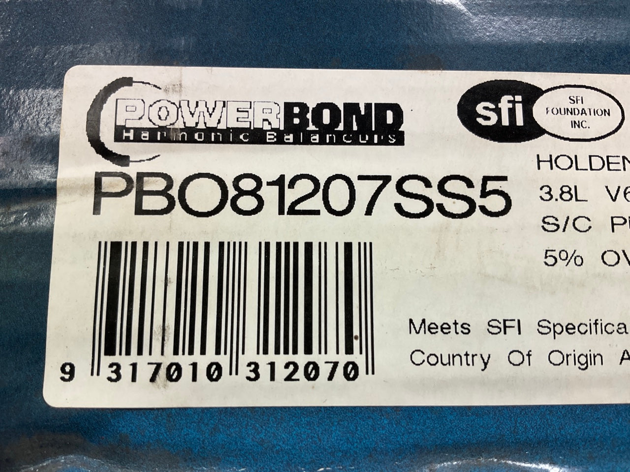 Powerbond 5% Overdrive Race Harmonic Balancer 1993-94 GM 3.8L 3800 Supercharged
