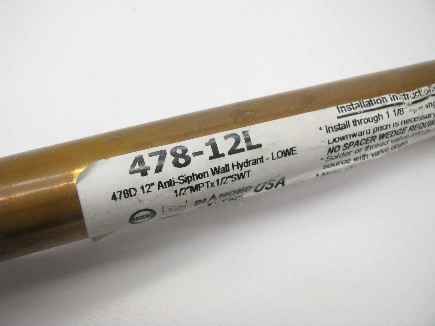 Prier Products Diamond 12-in L X 1/2-in Mip Brass Anti-Siphon 1/2Turn Sillcock