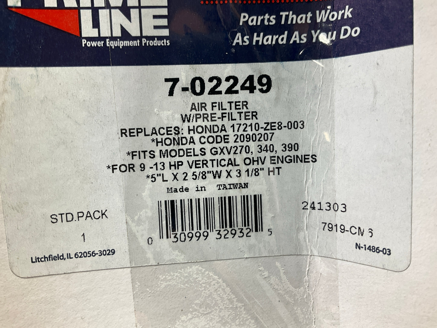 Primeline 7-02249 Engine Air Filter W/ Prefilter Replaces Honda 17210-ZE8-003