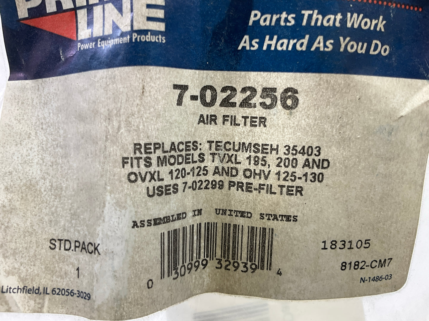 Primeline 7-02256 Oval Air Filter