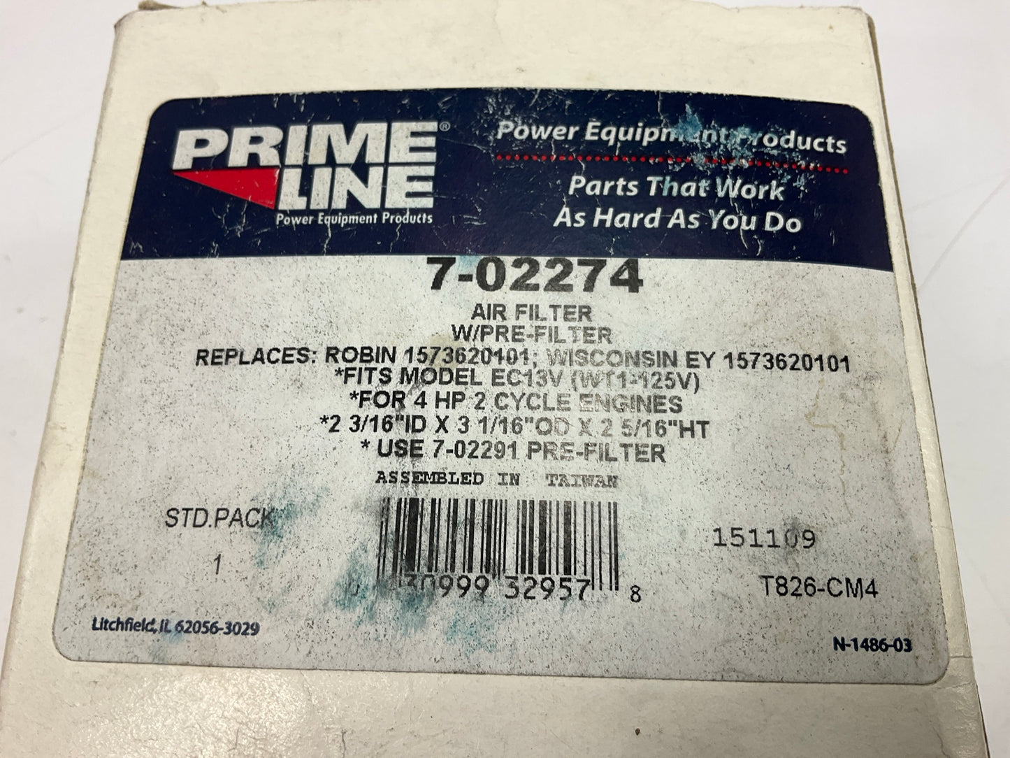 Primeline 7-02274 Air Filter And Pre- Filter 2-3/16''ID X 3-1/16'' OD X 2-5/16'' HT