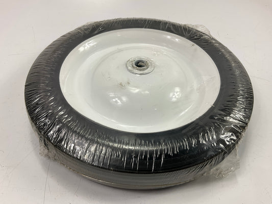 Primeline 7-04304 Steel Wheel 10x1.75 Rib Tread Painted White 1/2'' Bore 2'' Hub