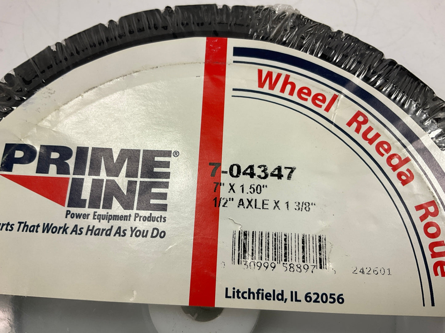 (2) PrimeLine Semi-Pneumatic Lawn Mower Wheel 7''x1.5'' Tire Size, 1/2'' Axle