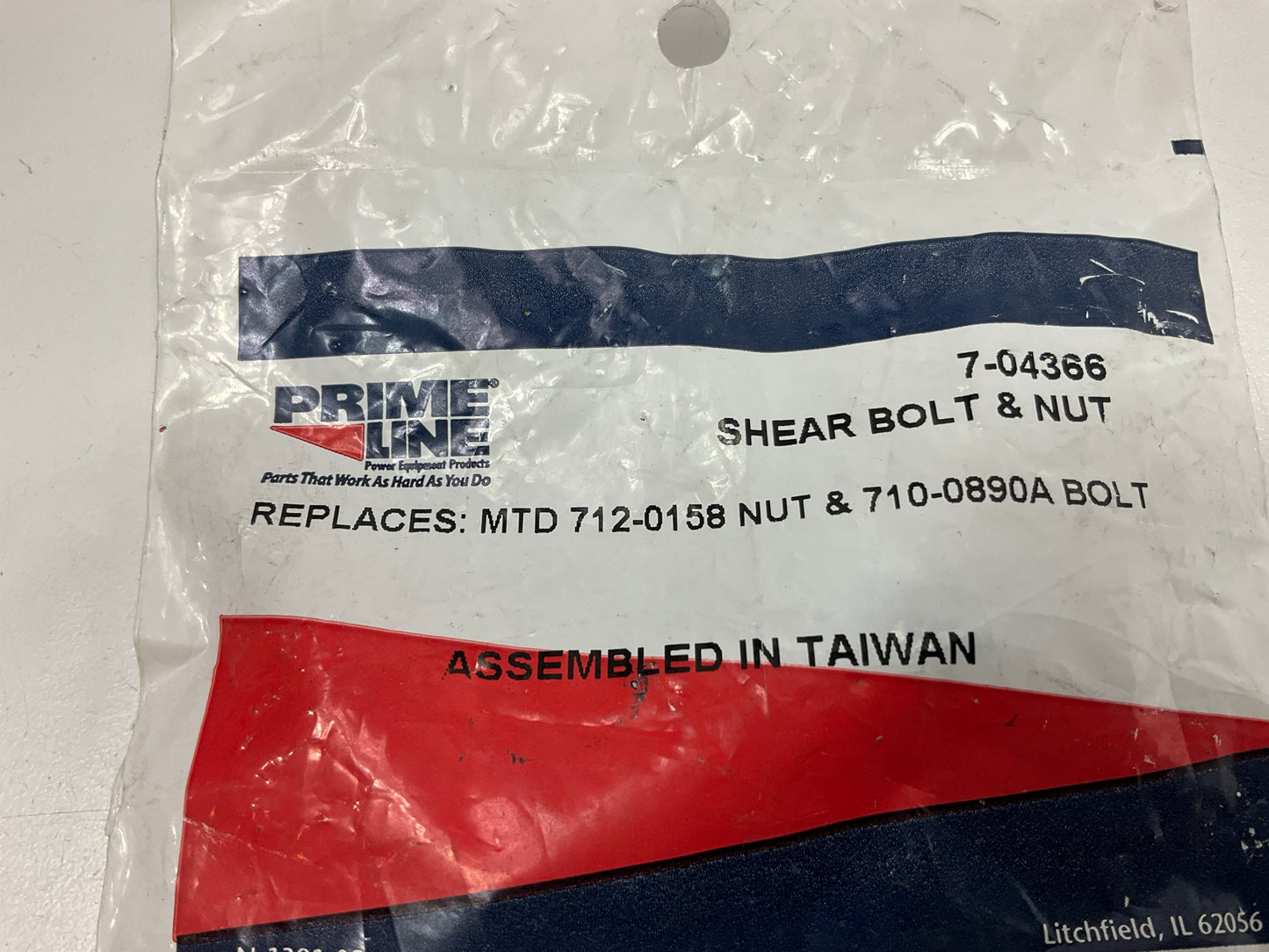 Primeline 7-04366 1-1/2'' X 5/16'' Shear Pin With Nut For MTD Snow Blowers