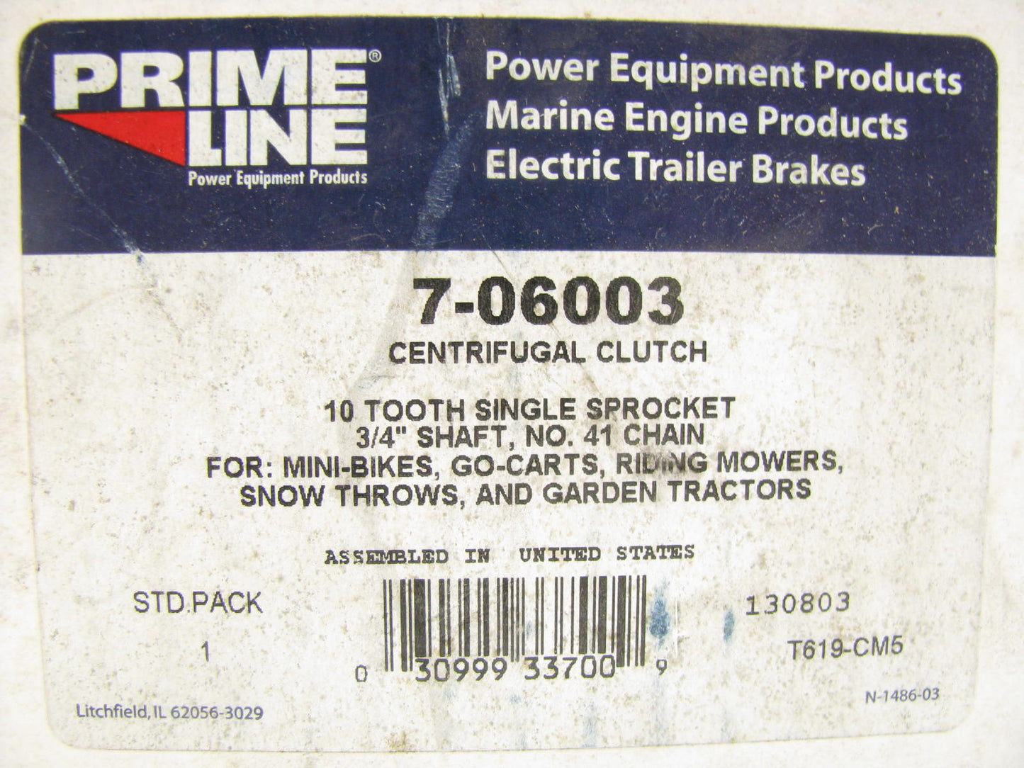 Primeline 7-06003 Sprocket Type Clutch Assembly - 10 Tooth 3/4'' Shaft # 41 Chain
