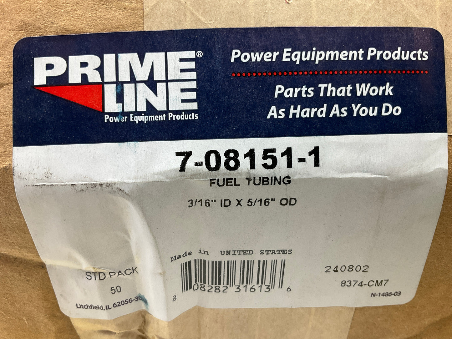 Primeline 7-08151-1 Fuel Tubing Line 3/16'' ID X 5/16'' OD. 115-335, 07-152, 6619