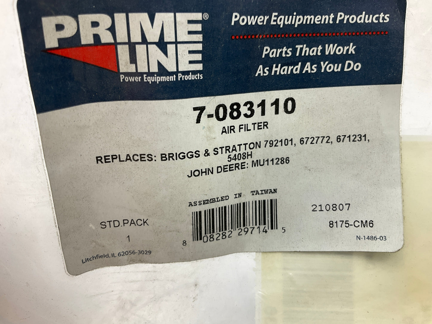 Primeline 7-083110 Air Filter 792101, 672772, 671231, MU11286