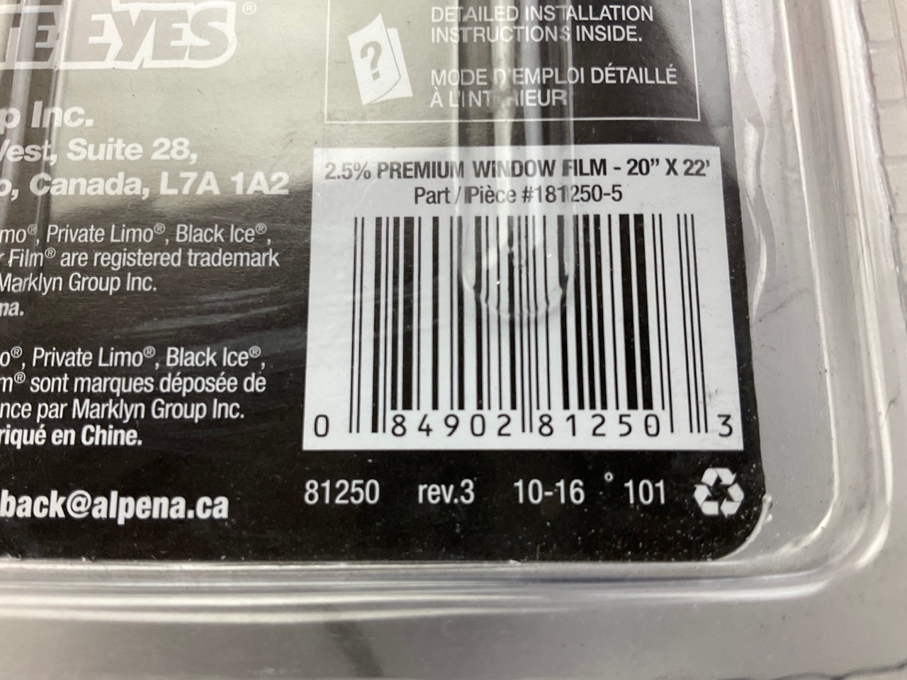 Private Eyes 181250-5 Premium Window Tint Film Roll, 2.5%, 20''x22'