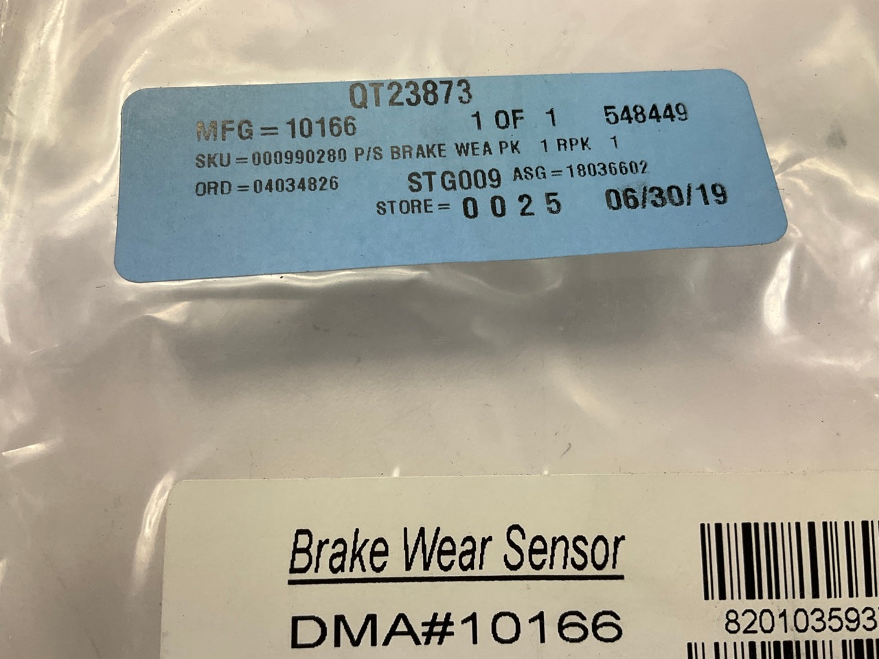 Pro Stop 10166 Rear Brake Pad Wear Sensor