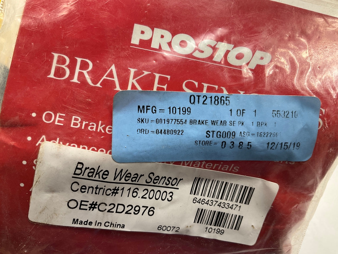 Pro Stop 10199 Disc Brake Pad Wear Sensor Cable, Rear