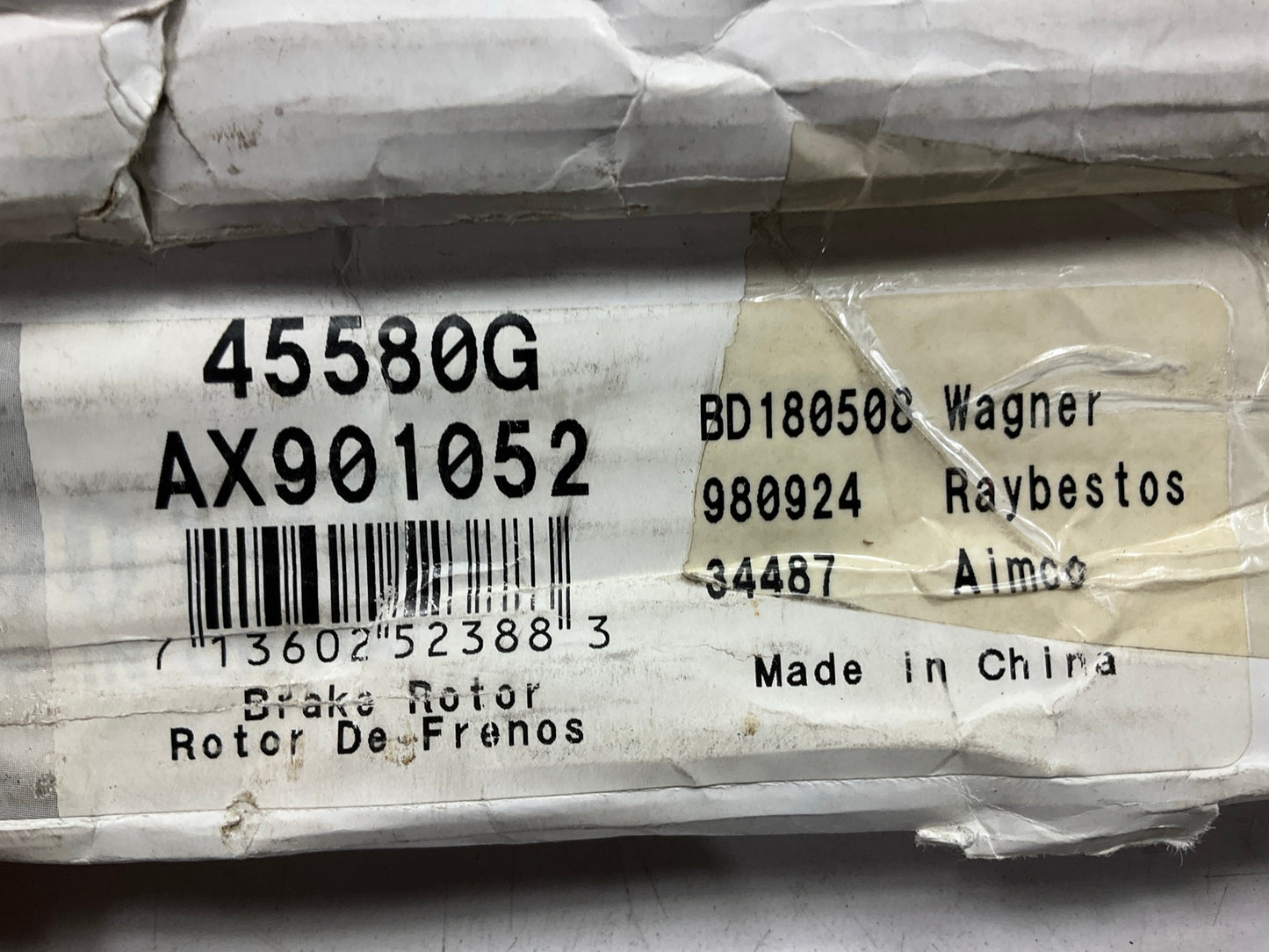 (2) Pro Stop 45580G Rear Brake Rotor