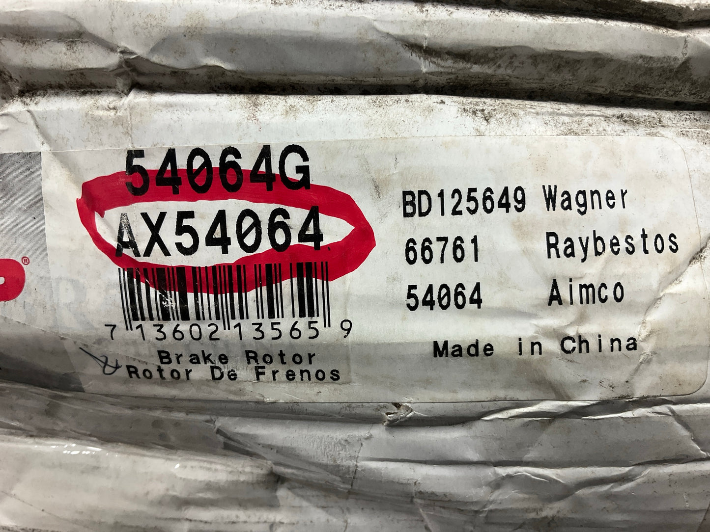 (2) Pro Stop 54064G Rear Disc Brake Rotor