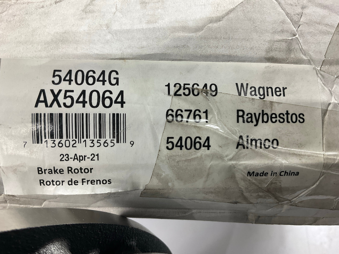 Pro Stop 54064G Rear Disc Brake Rotor