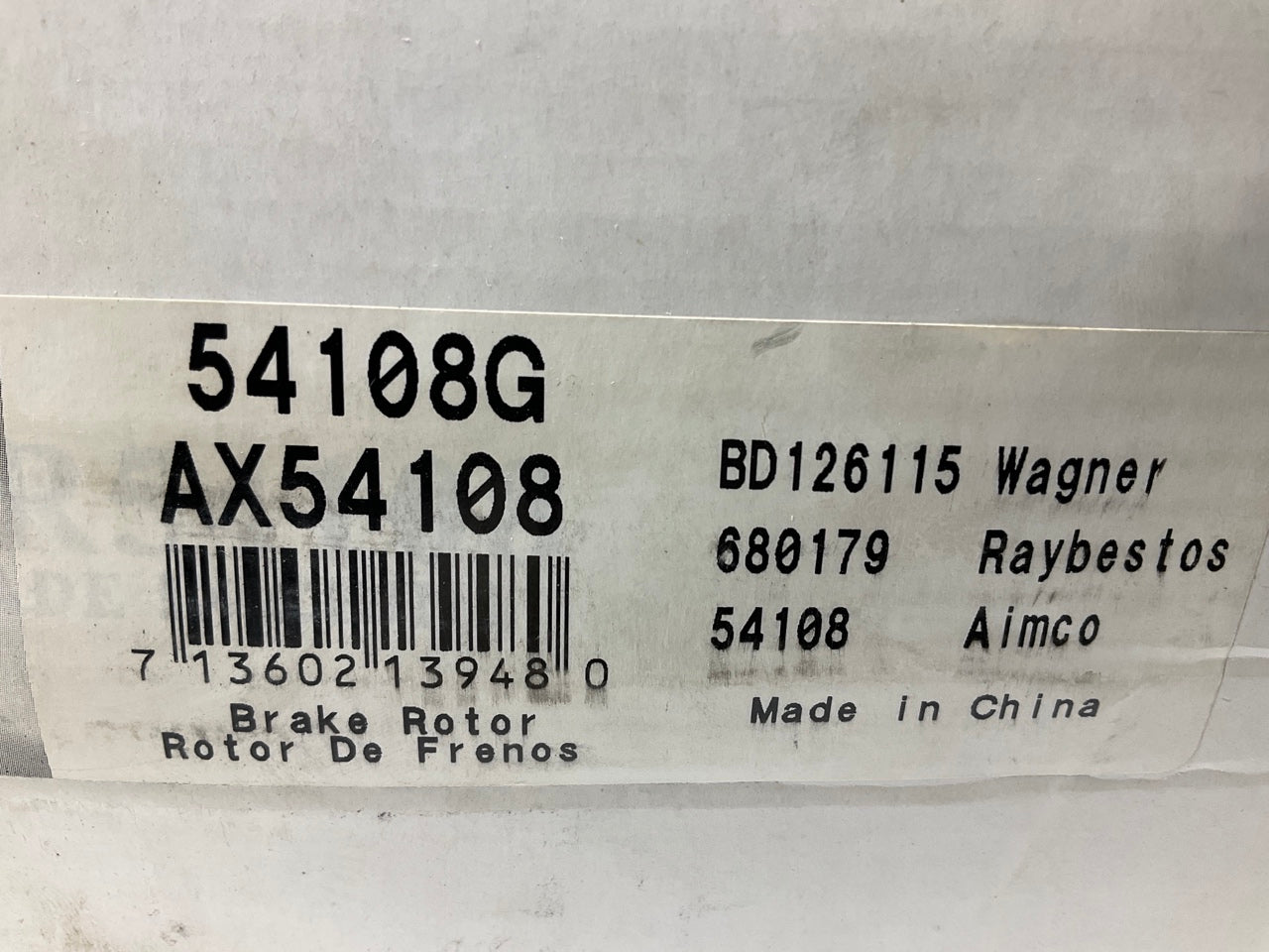 Pro Stop 54108G Front Disc Brake Rotor