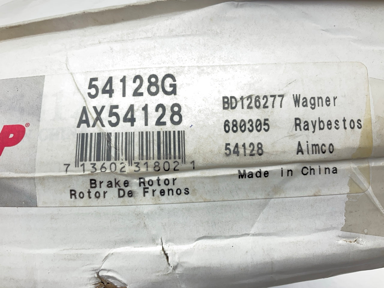 Pro Stop 54128G Front Brake Rotor