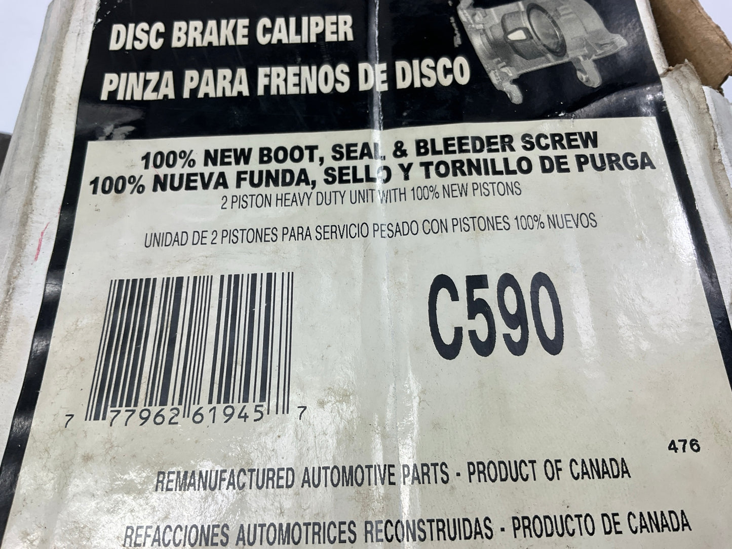 NO HARDWARE - REMAN. Pro Stop C590-INC Front Left Brake Caliper