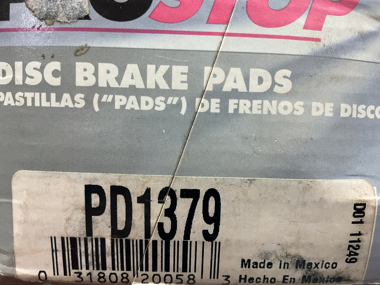 Pro Stop PD1379 Front Disc Brake Pads - NO HARDWARE
