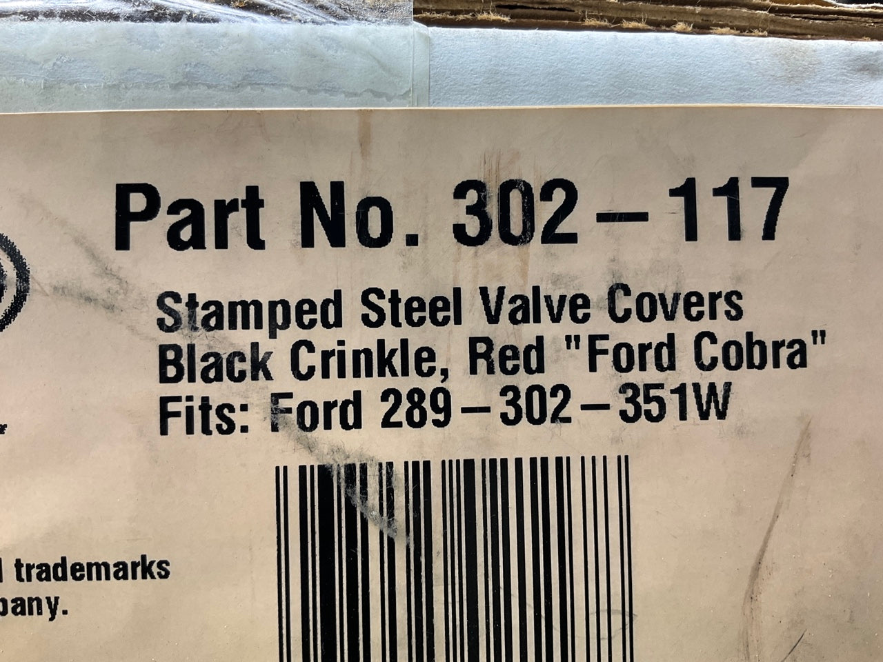 Ford Racing Steel Valve Covers Black Crinkle, Red ''Ford Cobra'' 289 302 SBF V8