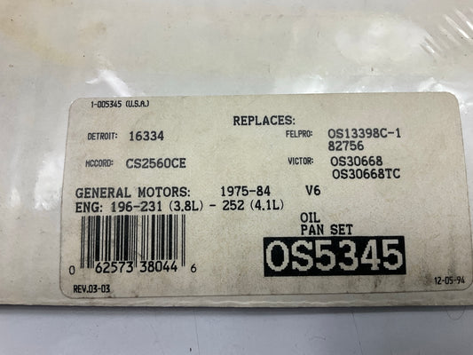 Pronto OS5345 Engine Oil Pan Gasket - 1975-1984 Buick 3.8L 3800 231 CID V6