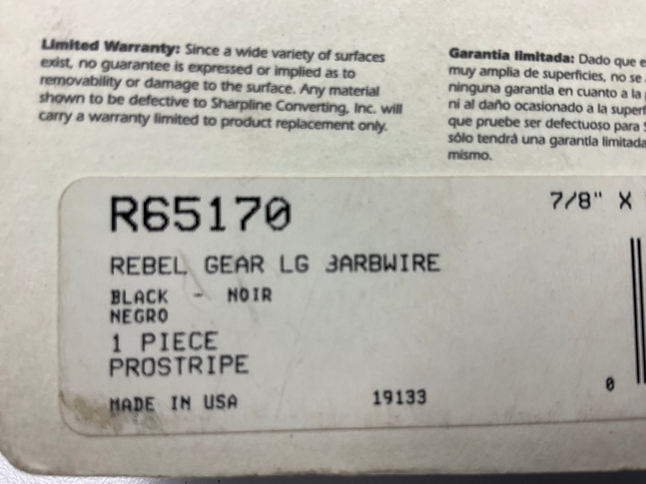 Prostripe R65170 Rebel Gear 7/8'' X 36' Black Pinstripe Tape