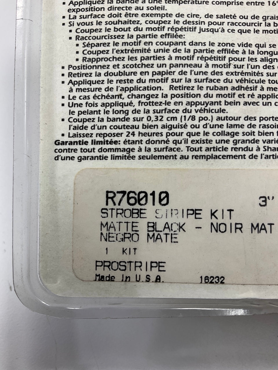 Prostripe R76010 Strobe Stripe Pinstripe Striping Tape 3'' X 84'' - Matte Black