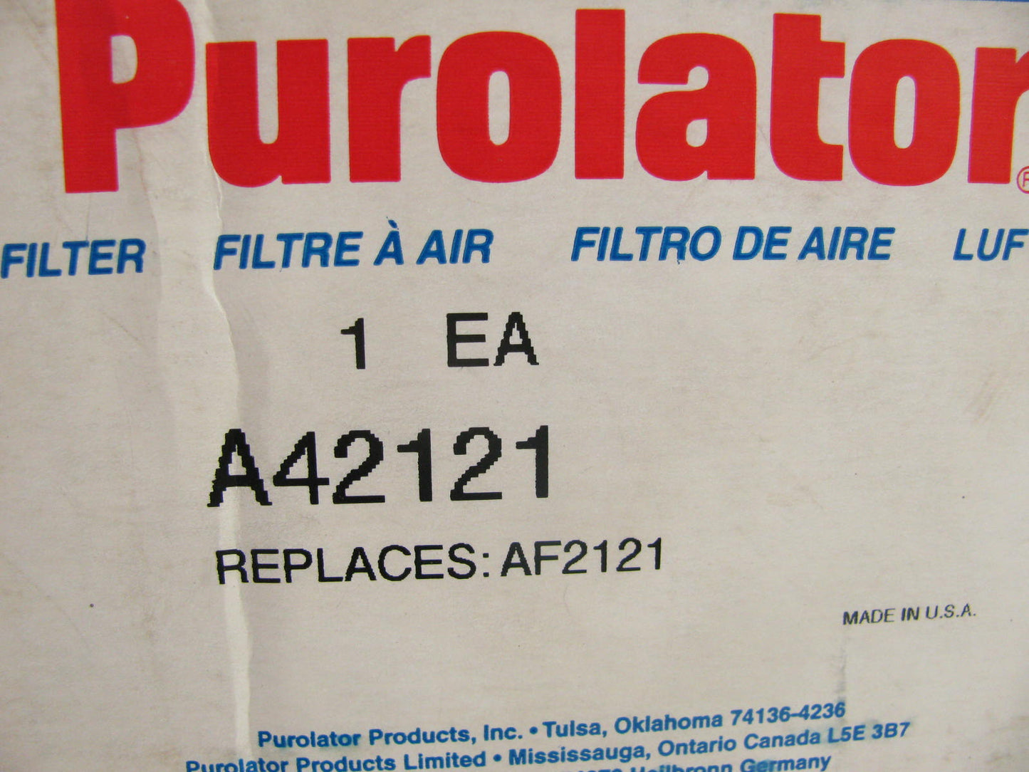Purolator A42121 Air Filter For Cummins, IHC, Reo, Gardner-Denver Various