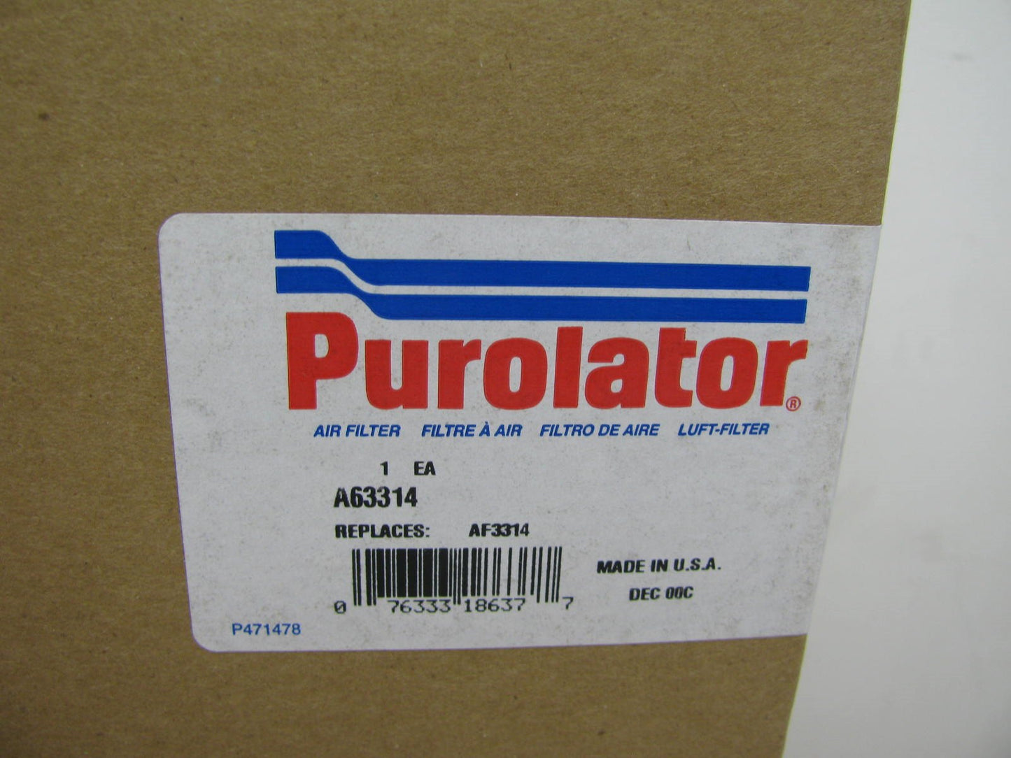 Purolator A63314 Air Filter - Replaces PA1981, AF744, LAF8663, 42921
