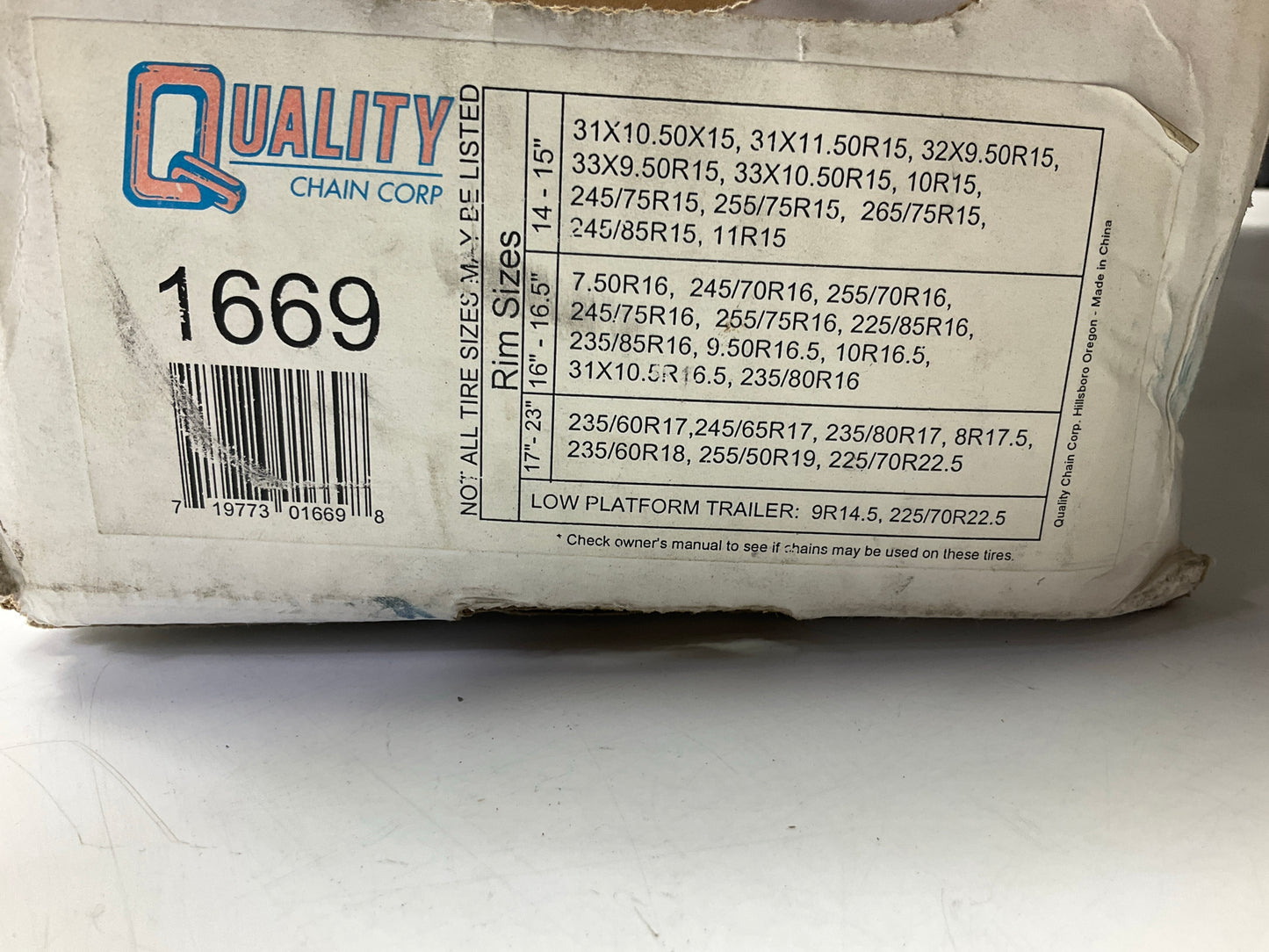 Quality 1669 Tire Snow Chains PAIR 245/50-20, 245/45-20, 255/45-20, 275/45-20