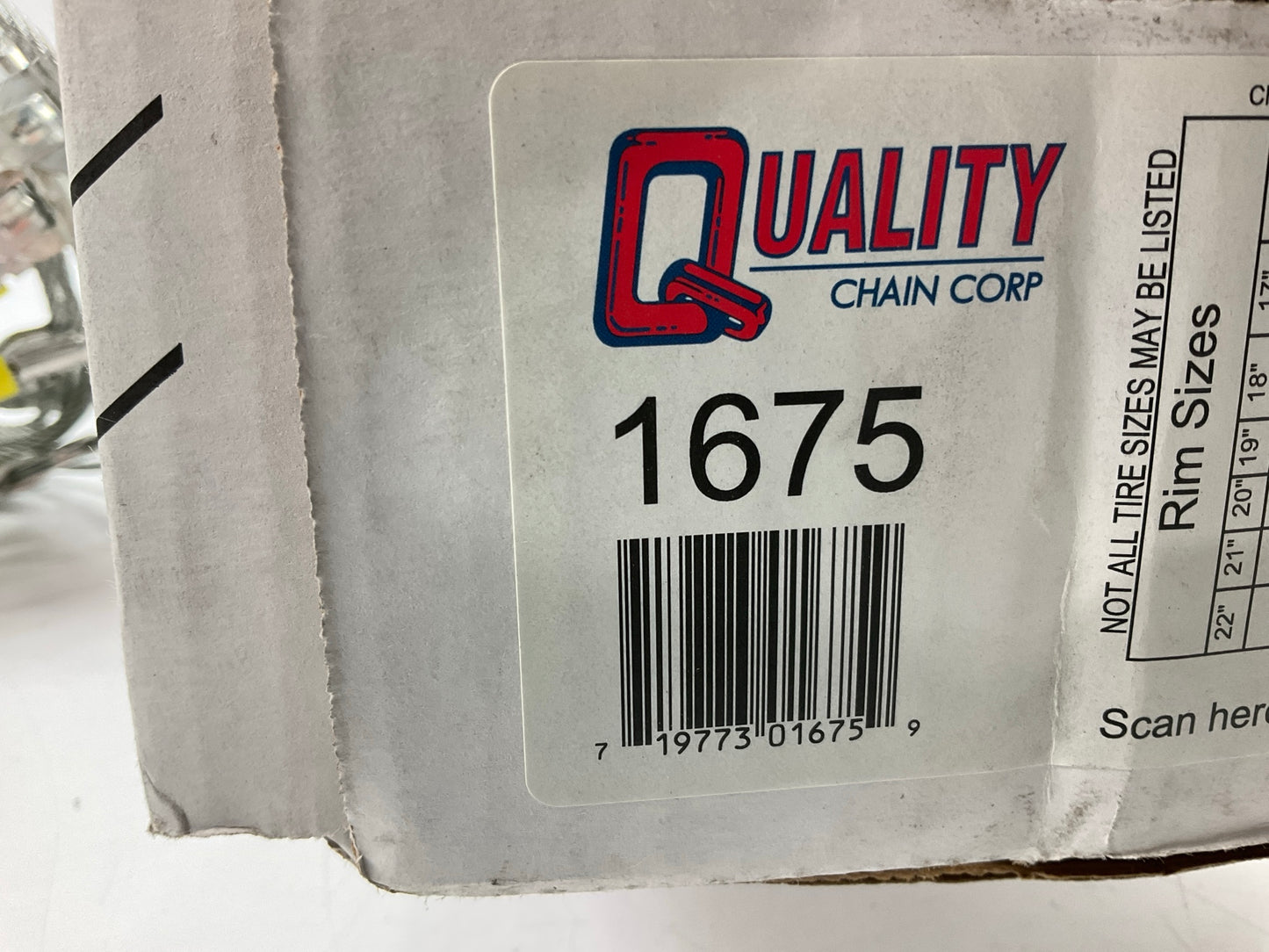 Quality Chain 1675 Tire Snow Chains 255/50-20, 295/40-20, 265/50-20, 255/55-20