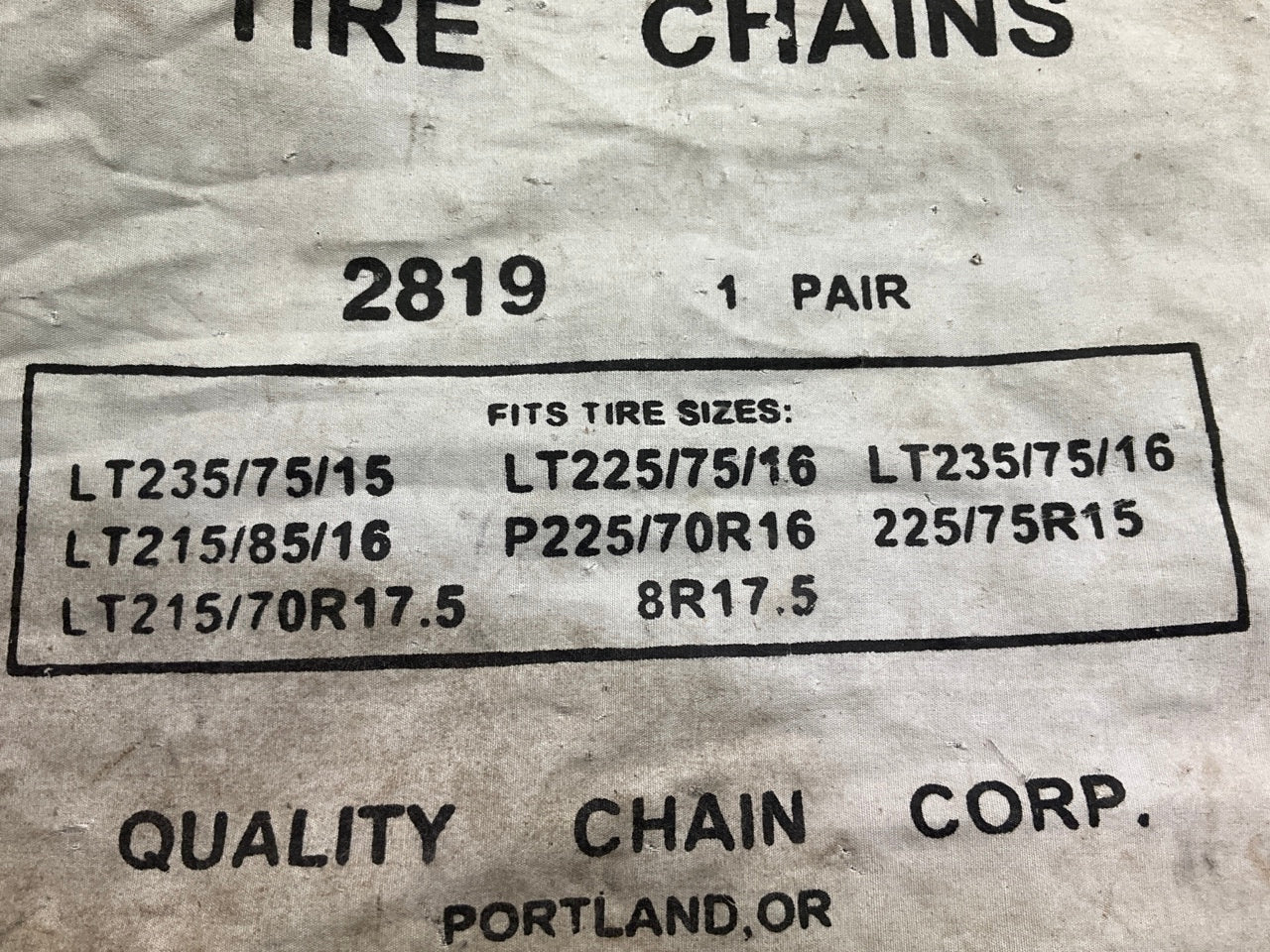 Quality Chain Corp 2819 Tire Snow Chains PAIR 215/70-17.5, 215/85-16, 225/75-16