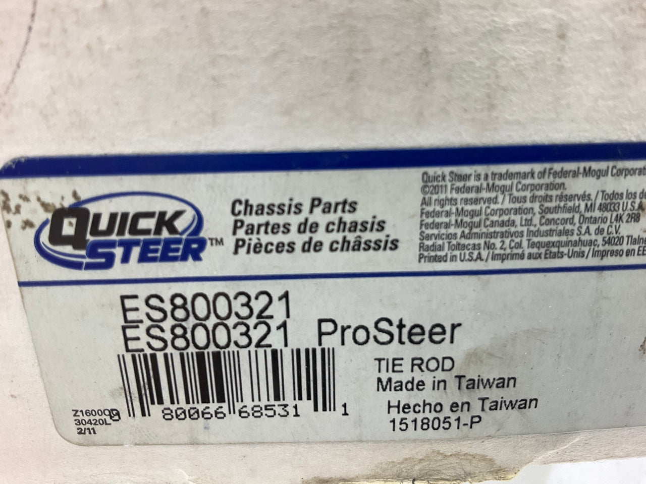Quick Steer ES800321 Steering Tie Rod End - Front Outer