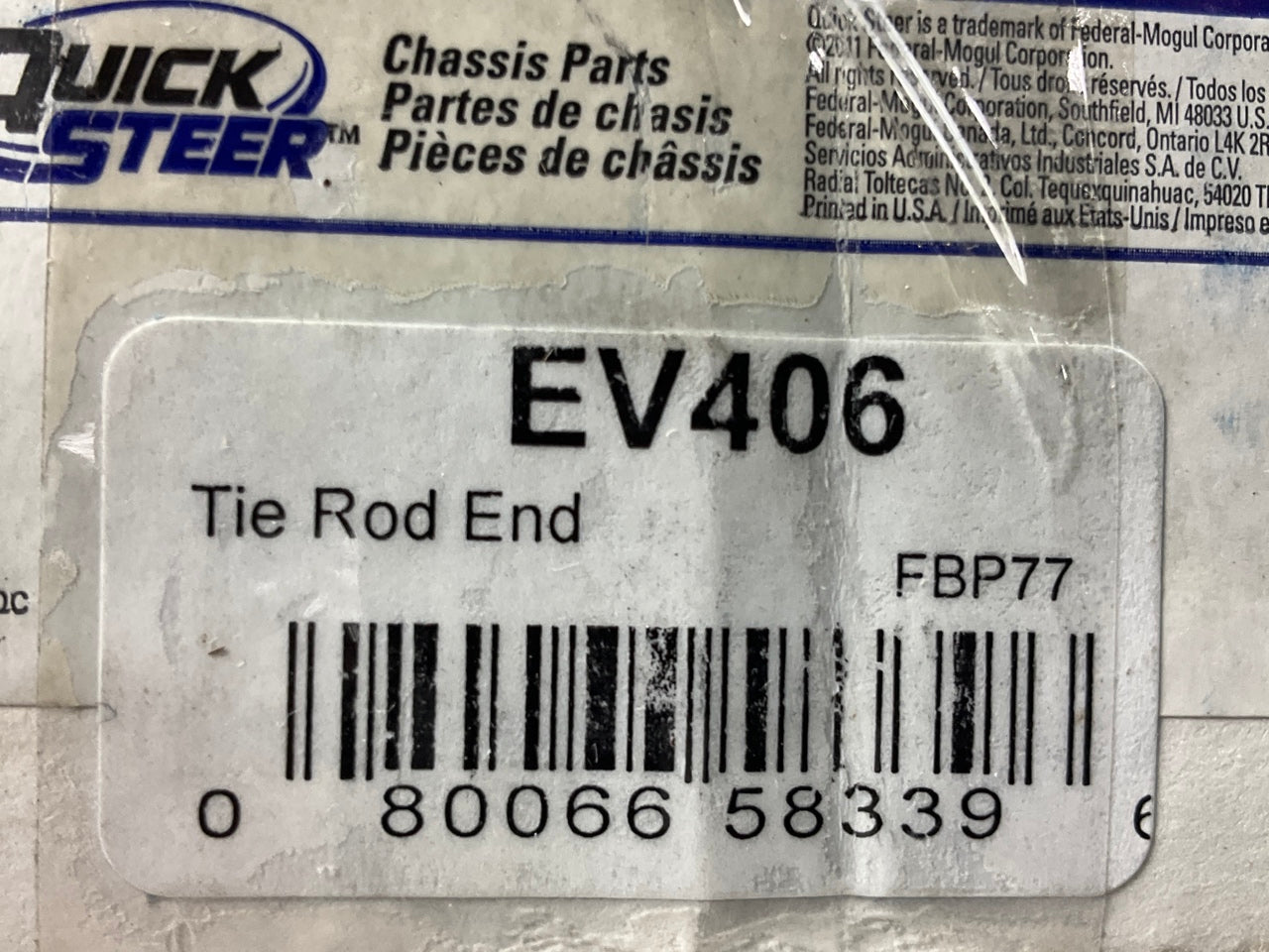 Quick Steer EV406 Front Inner Steering Tie Rod End