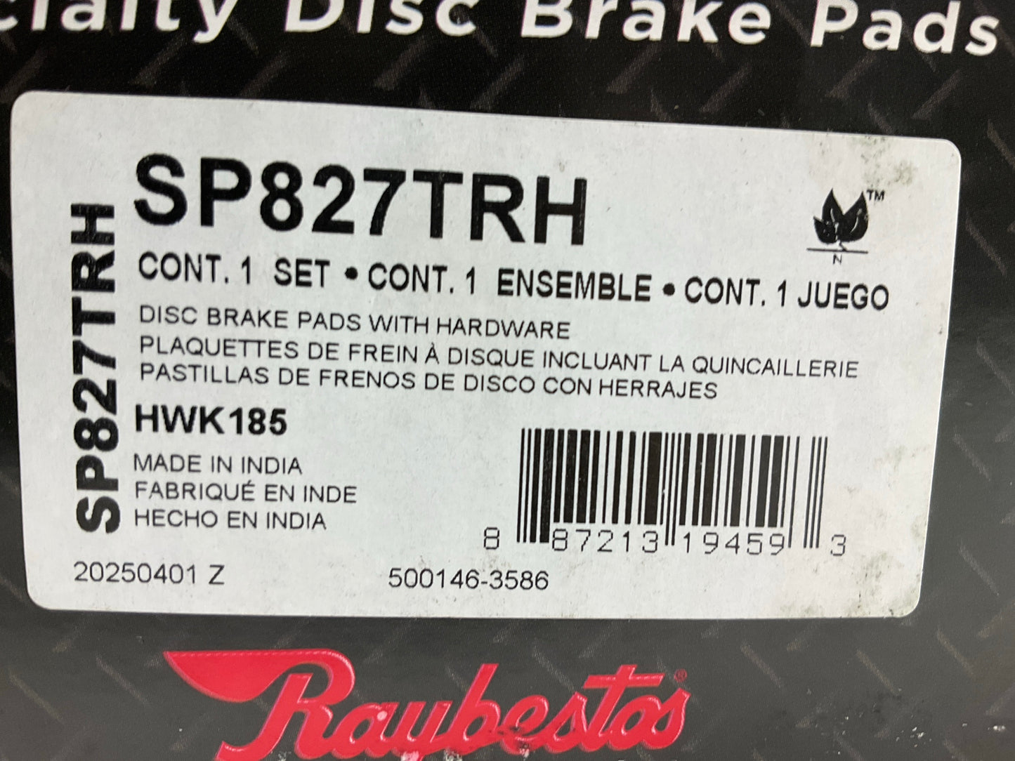 Raybestos SP827TRH Front Brake Pads
