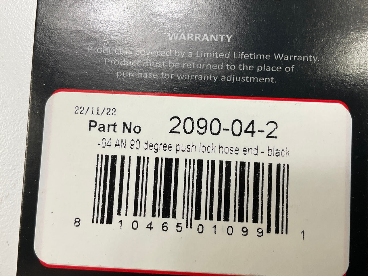 Redhorse 2090-04-2 90 Degree -04 AN Push Lock Hose End Fitting, Black Anodized