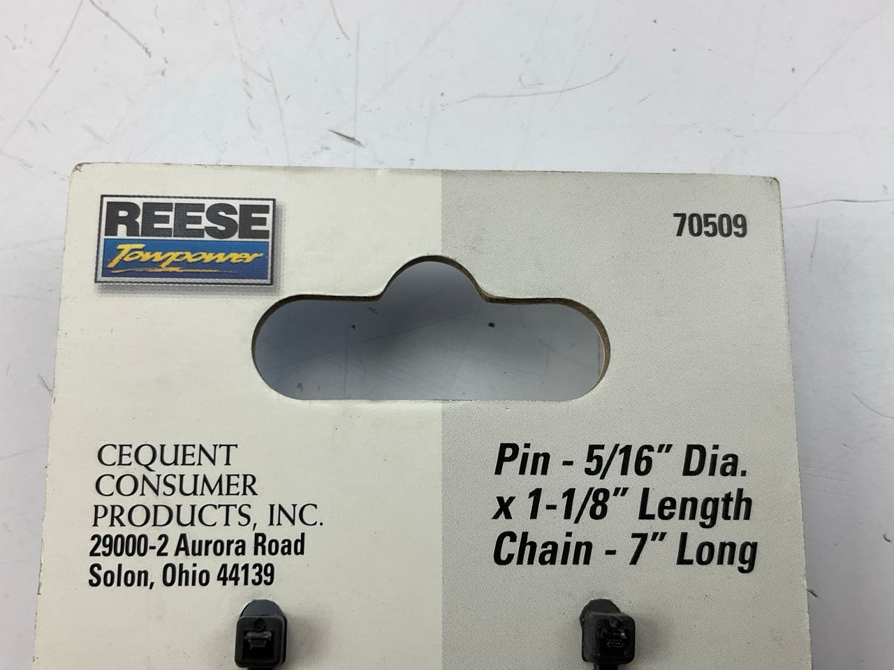 Reese 7050900 Trailer Receiver Hitch Coupler Pin / Chain, 5/16'' Dia., 7'' Long