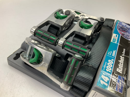 4 / PACK - Reese 14' Ratchet Tie Downs, Up To 1,000 Lbs, Break Strength 3000 Lbs