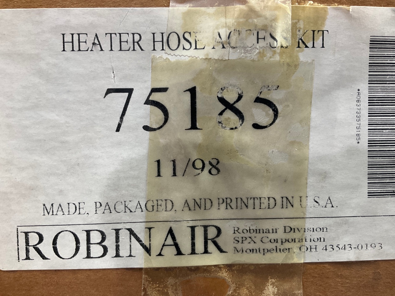AS IS Robinair 75185 Heater Hose Access Kit For Coolant Recycler & Flush Machine
