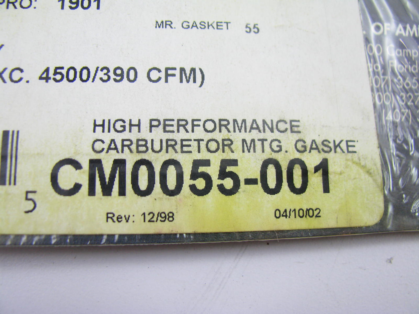 Rol Gasket CM0055-001 Carburetor Mounting Gasket For Carter / Holley 4-BBL