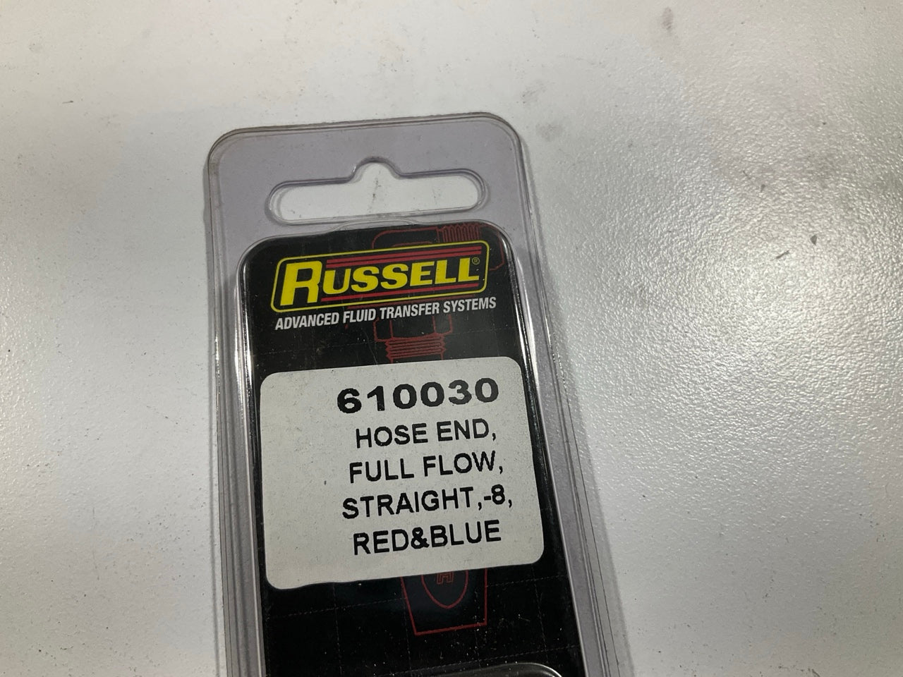 Russell 610030 Red / Blue Anodized Aluminum 8AN Straight Hose End Fitting