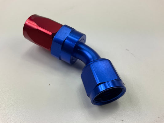 Russell 610100 Full Flow Swivel Hose End Fitting 45 Degree AN8 -8 # 8 Red Blue